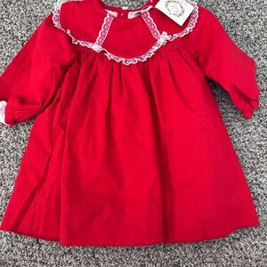 Cecil and Lou red with lace trim dress